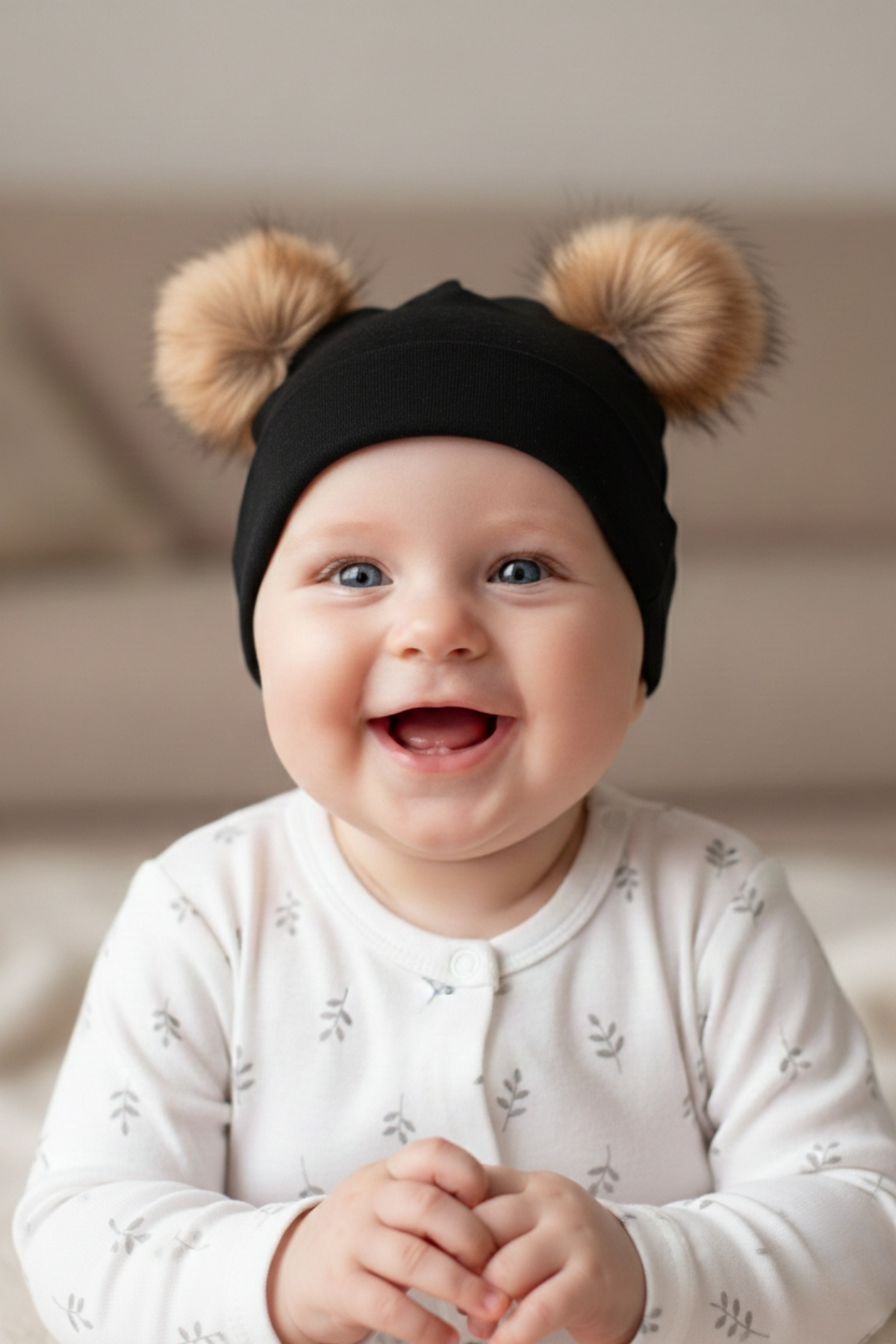 LOGO AKSESUAR Kız Bebek Ponponlu 3'lü Pamuklu Bere fotoğrafı 5 (önizleme)