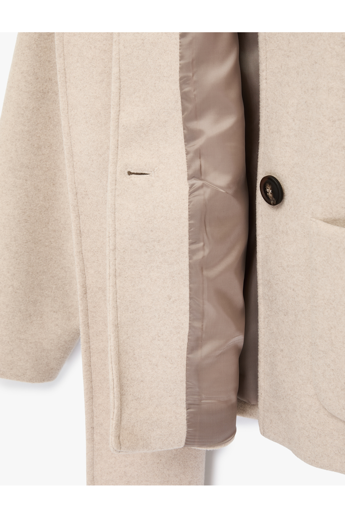 Koton  Uzun Kollu Düğmeli Cepli Atkılı Kaşe Ceket - Görsel 6