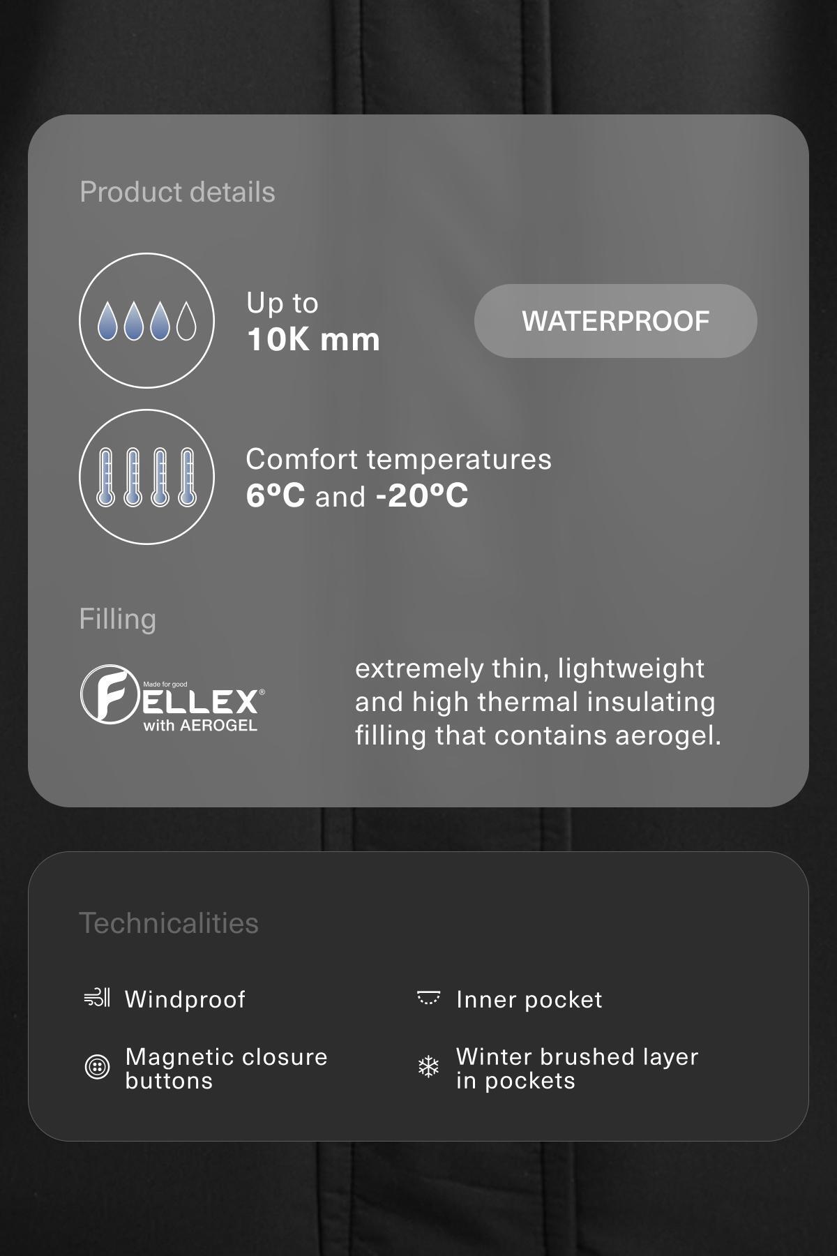 Oysho AEROGEL'li FELLEX® 10k su geçirmez uzun dolgulu ceket görsel 3