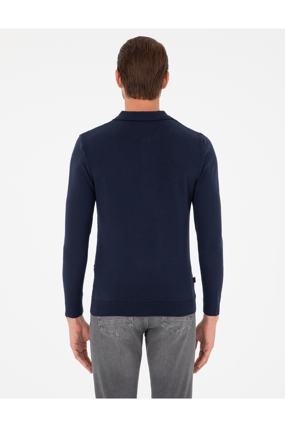 Pierre Cardin Lacivert Slim Fit Düğmeli Polo Yaka Triko Kazak 50300521-VR033 görsel 5