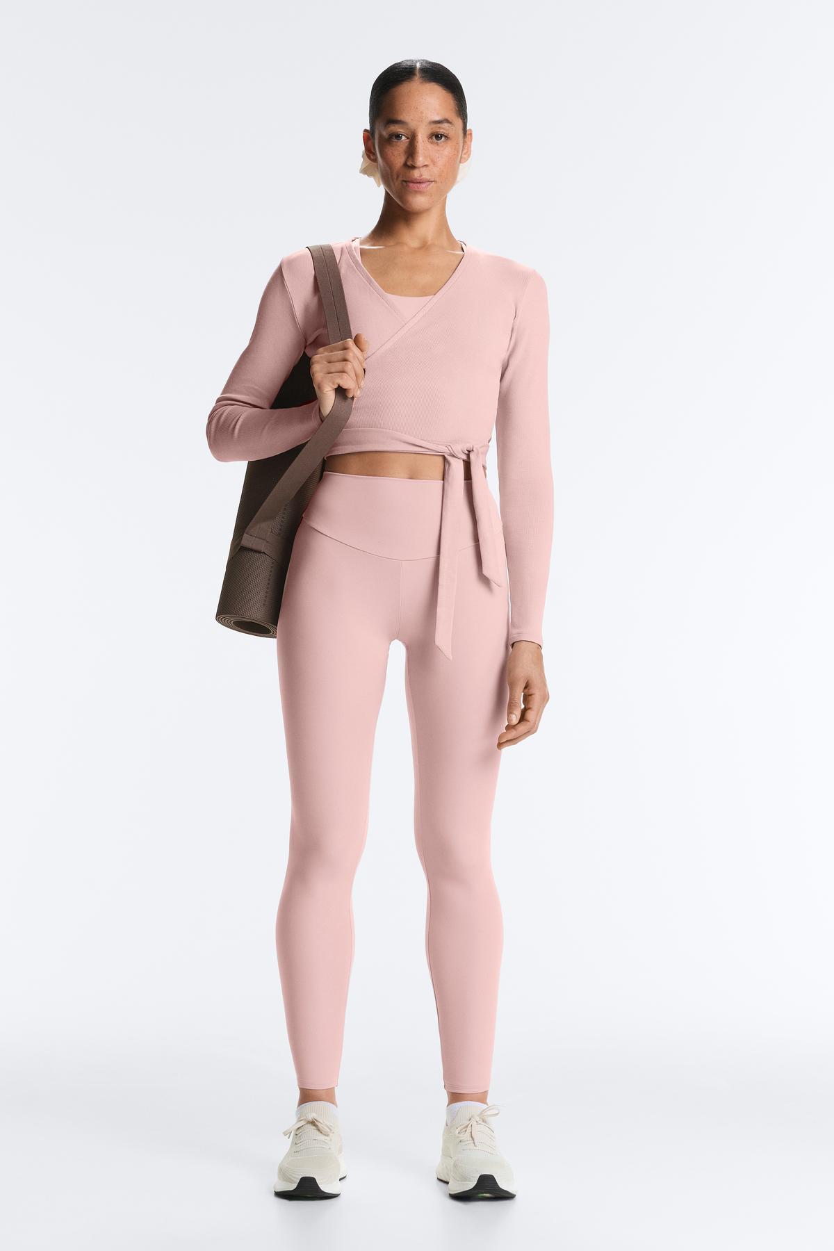 Oysho  Rib pamuk karışımı kruvaze T-shirt - Görsel 2