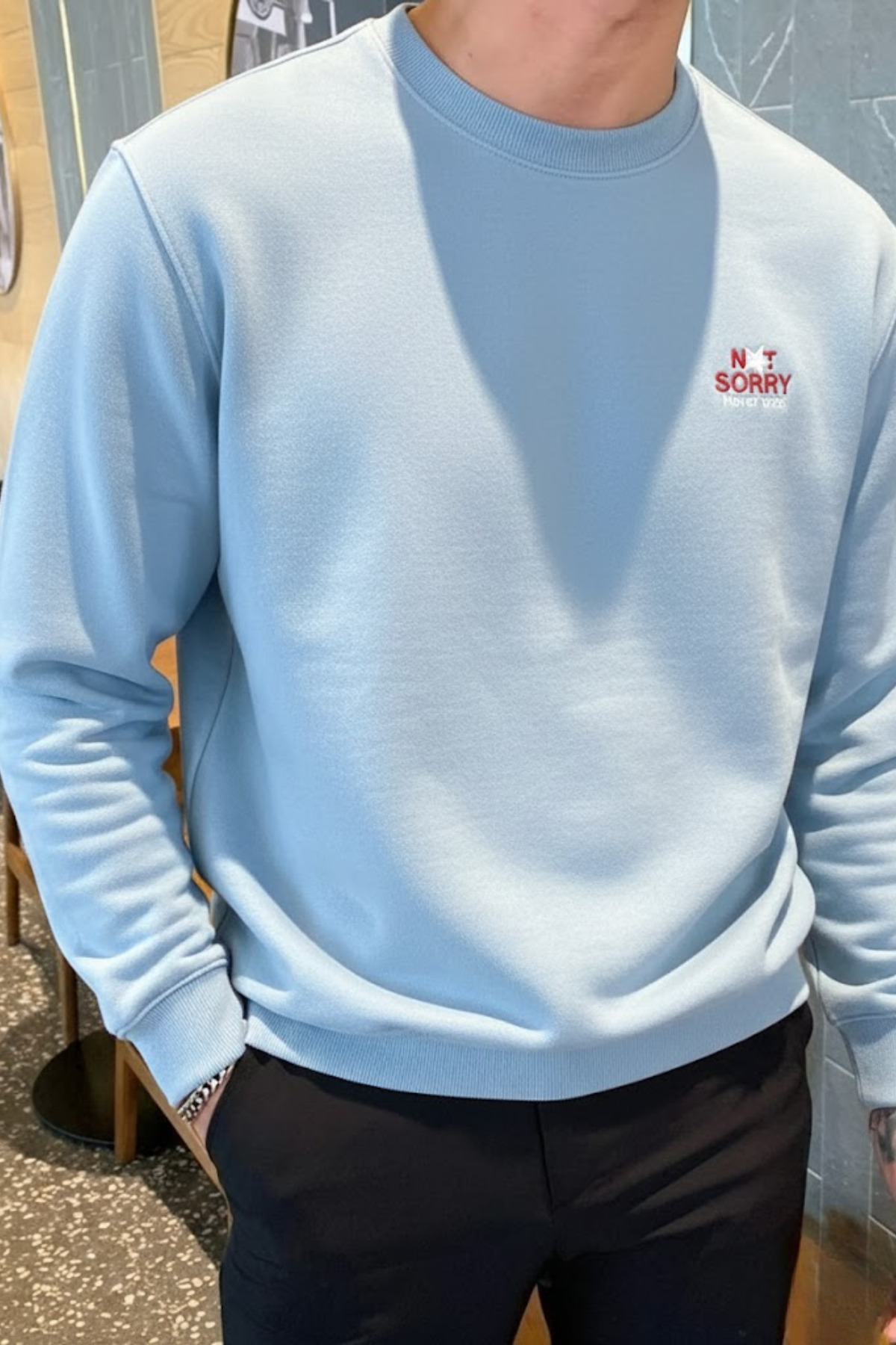 COMBİNE MİCHAİL Men's Sorry Never Printed B.Blue Sweatshirt