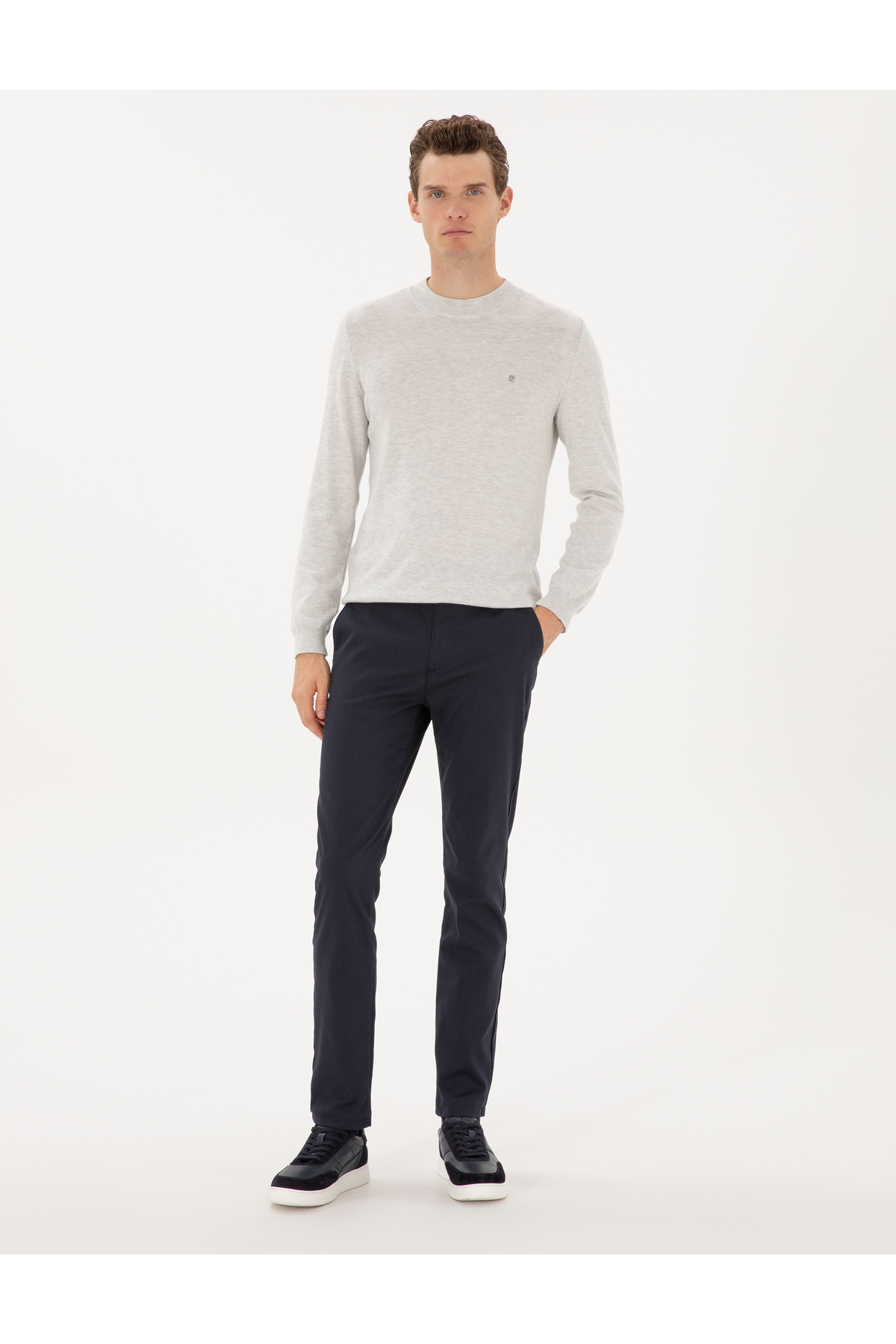 شلوار کتان اسلیم فیت سرمه‌ای ۵۰۳۱۵۲۶۵-VR033 پیر کاردین شلوار Pierre Cardin
