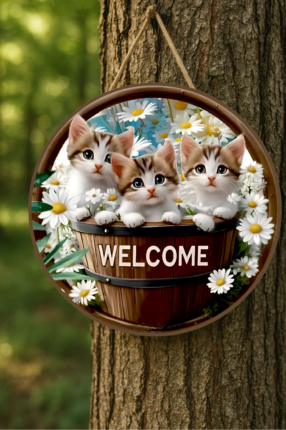MARNELLO CONSEPT "WELCOME" Kapı Süsü - Sevimli Kediler ve Papatya ...