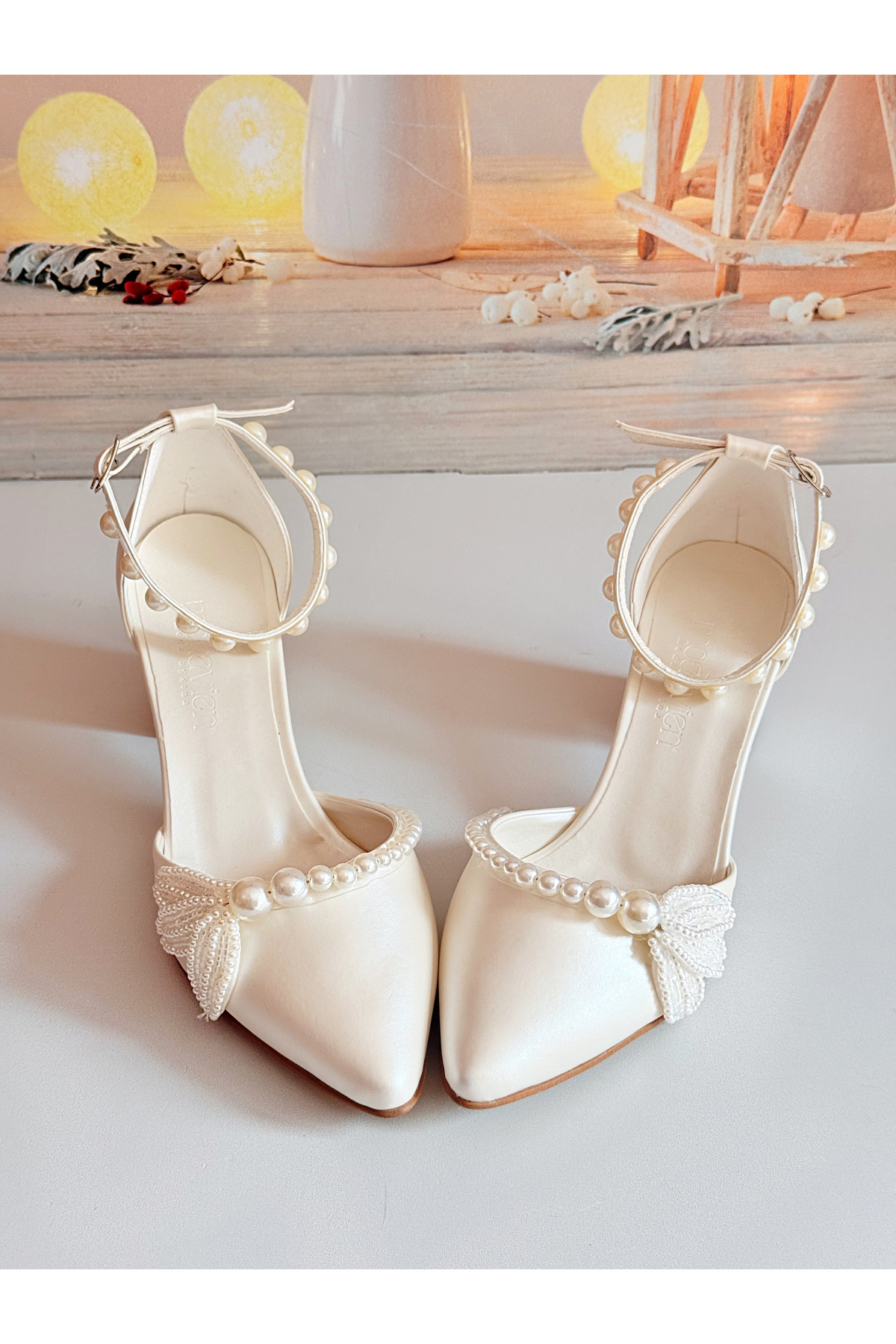 Modavien  Kadın 5 Cm Incili Gelin Ayakkabısı - Görsel 8