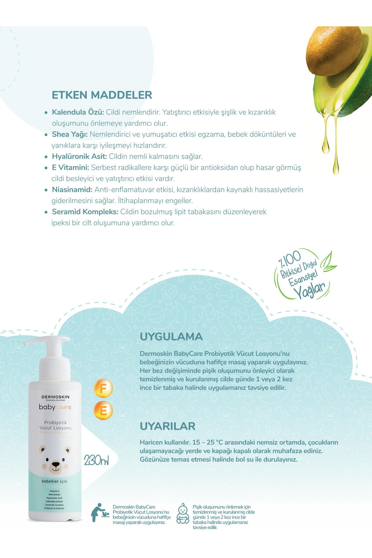 Dermoskin Babycare Probiyotik Vücut Losyonu | Bebek Vücut Nemlendirici Losyon | Hyaluronik Asit | 230 ml fotoğrafı 3 (önizleme)
