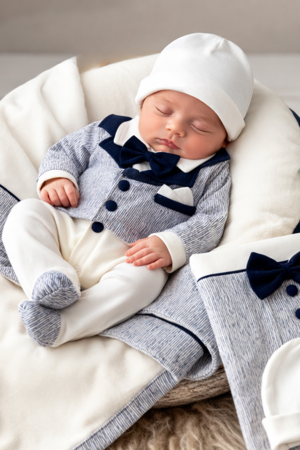Tuxedo 3-Piece Baby Boy Hospital Exit Set – Navy Blue