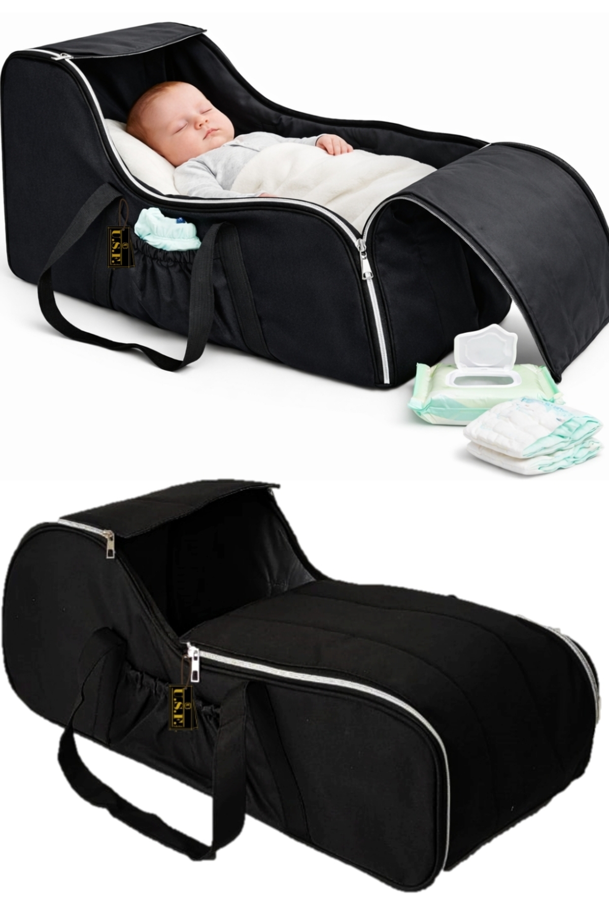 USF Bebek Taşıma Ana Kucağı Portbebe Puset Sıvı Rüzgar Geçirmez Kumaş Siyah fotoğrafı 5 (önizleme)