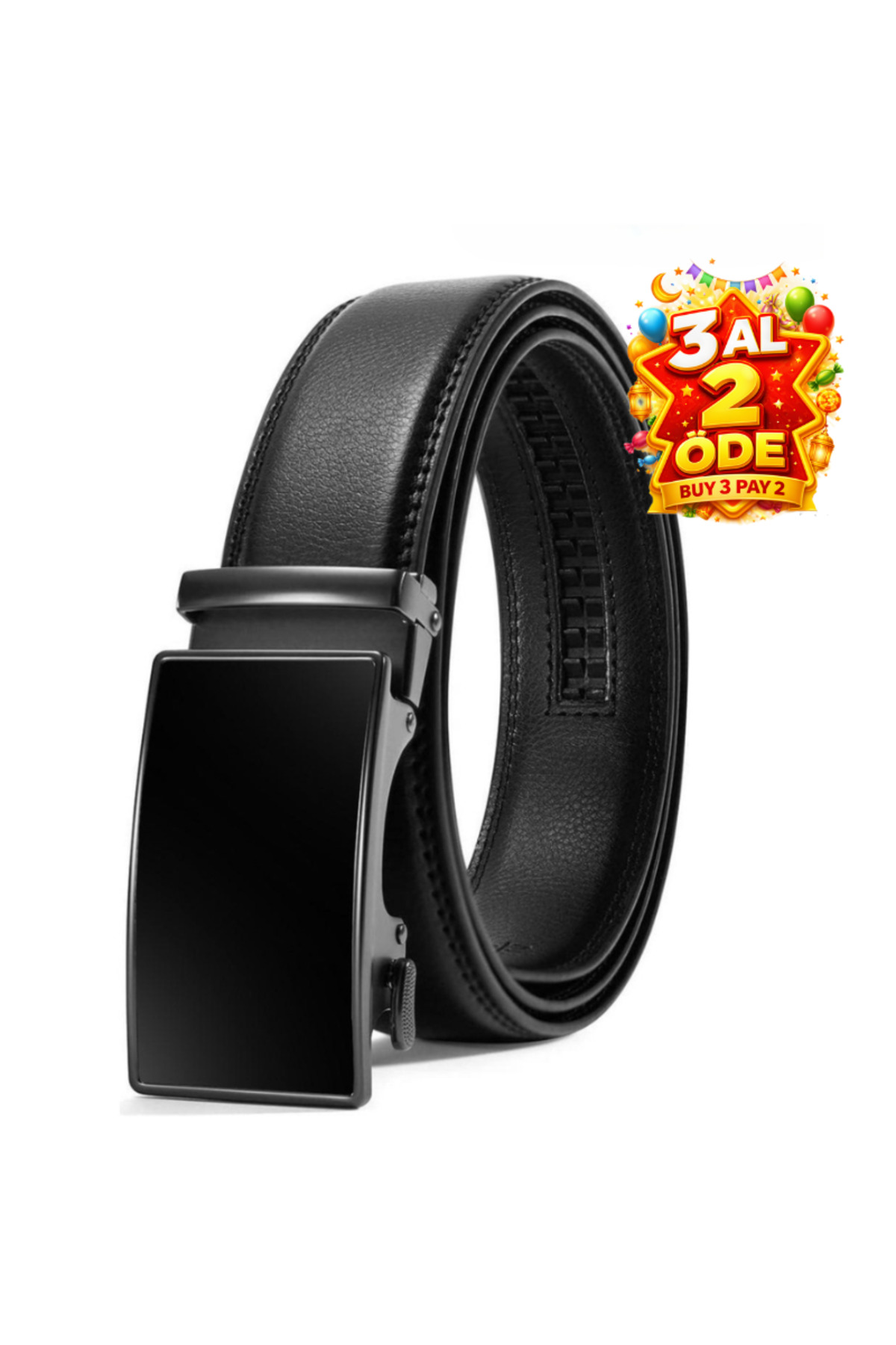 Bosskan  Otomatik Siyah Tokalı Deliksiz Klasik Erkek Kemeri