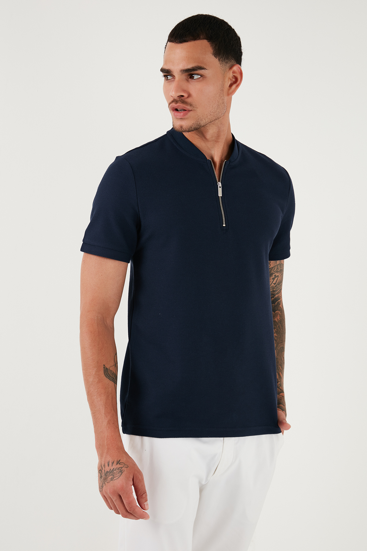 Buratti  Pamuklu Regular Fit Yarım Fermuarlı T Shirt Erkek T SHİRT 5902653 - Görsel 6