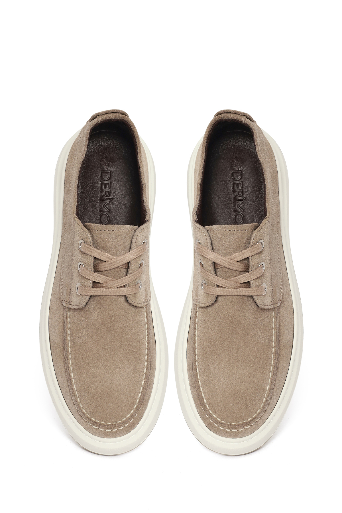 Derimod  Erkek Bej Bağcıklı Kalın Tabanlı Süet Deri Casual Ayakkabı 26SFD660310 - Görsel 4