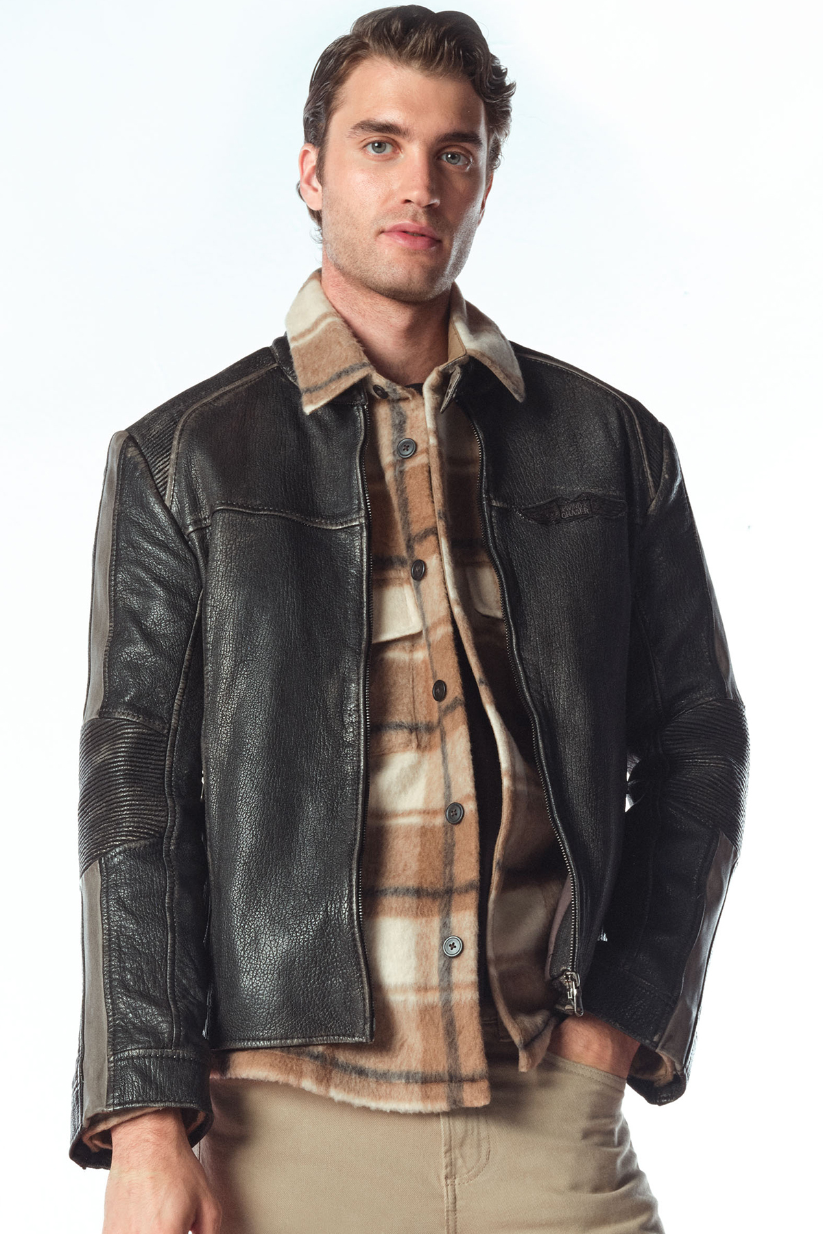 Derimod  Barry Erkek Gri Hakim Yaka Slim-Fit Deri Mont 25WGF65862R - Görsel 4