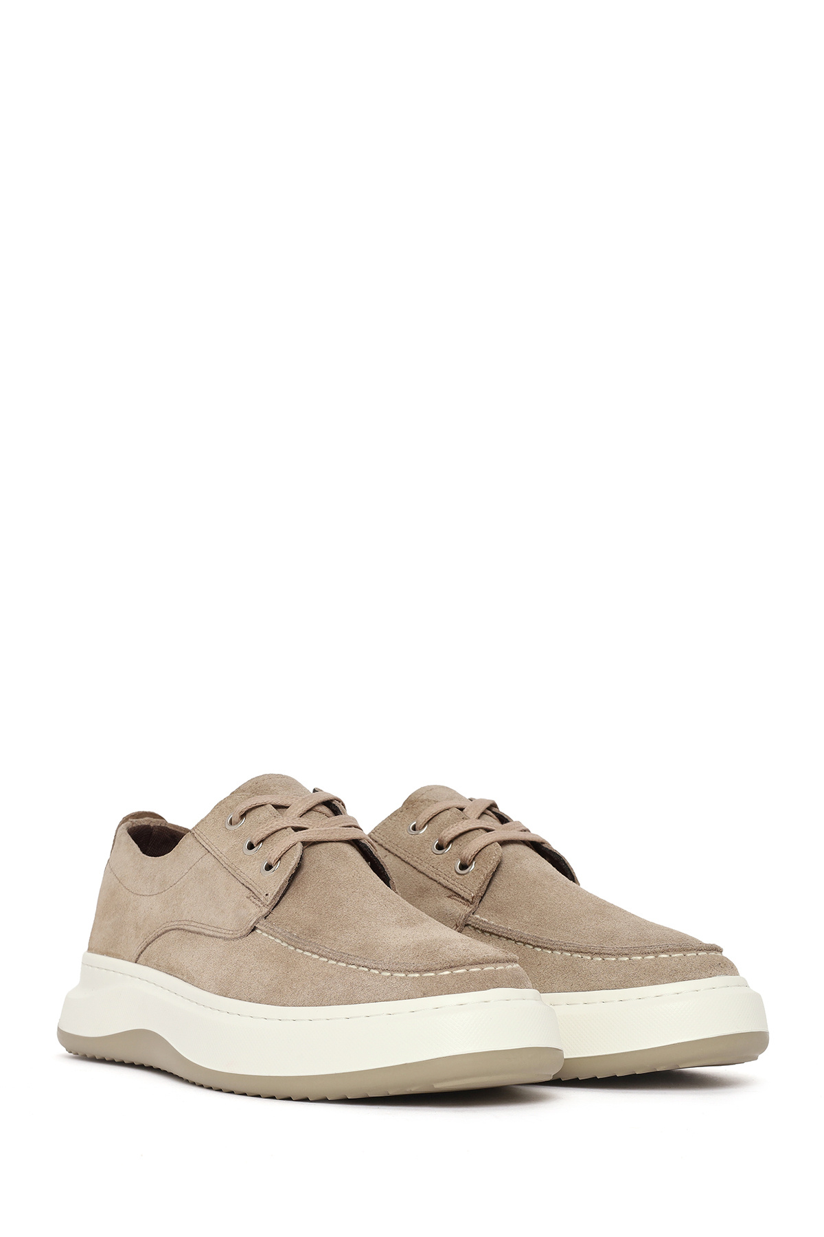 Derimod  Erkek Bej Bağcıklı Kalın Tabanlı Süet Deri Casual Ayakkabı 26SFD660310 - Görsel 2