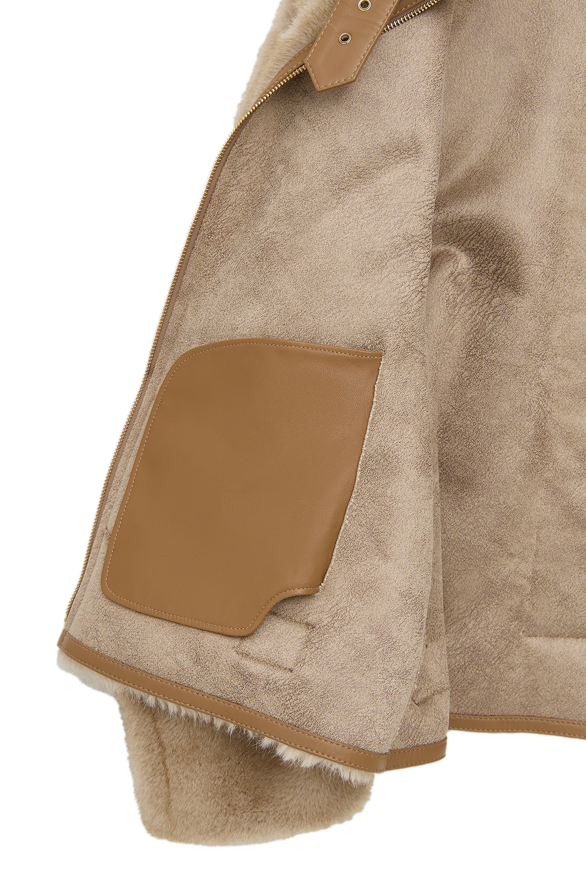 Derimod  Meribel Kadın Bej Geniş Yaka Teddy Deri Mont 25WGP5205FF - Görsel 7