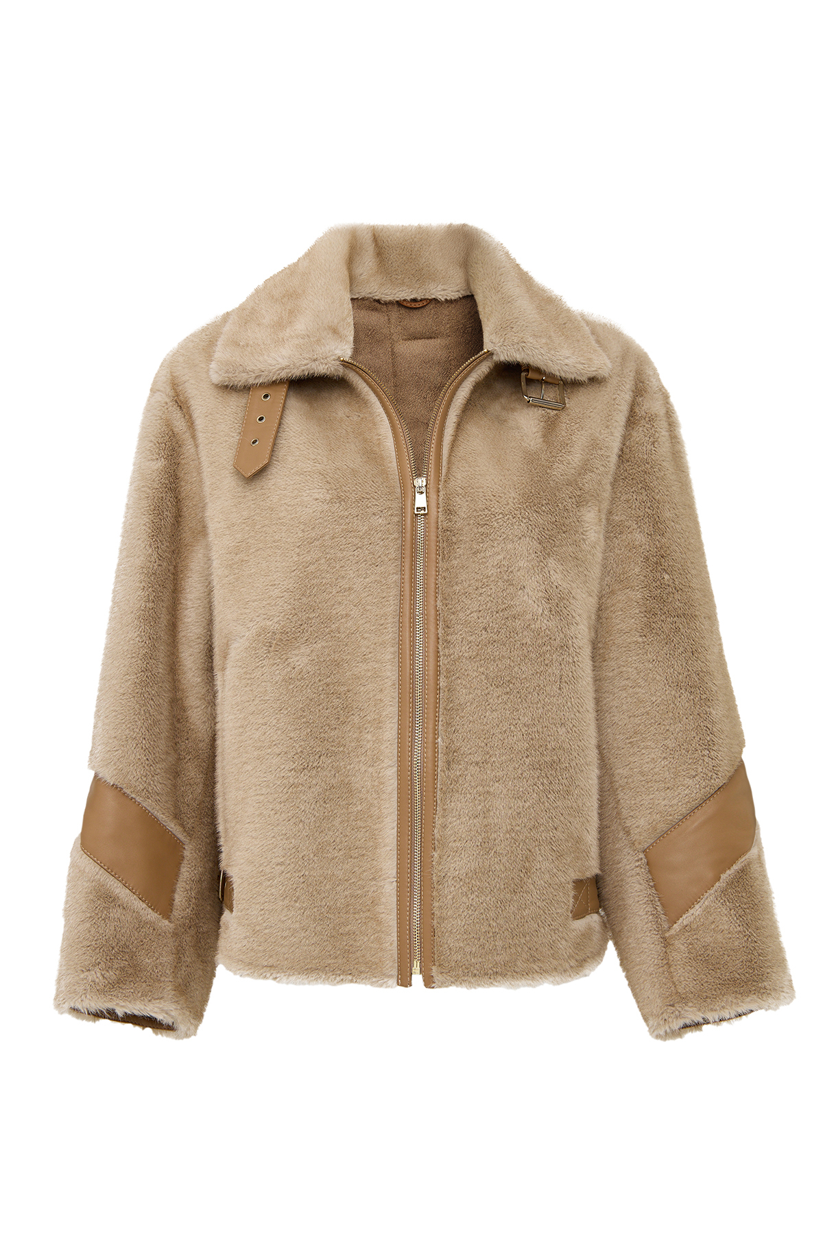 Derimod  Meribel Kadın Bej Geniş Yaka Teddy Deri Mont 25WGP5205FF - Görsel 3