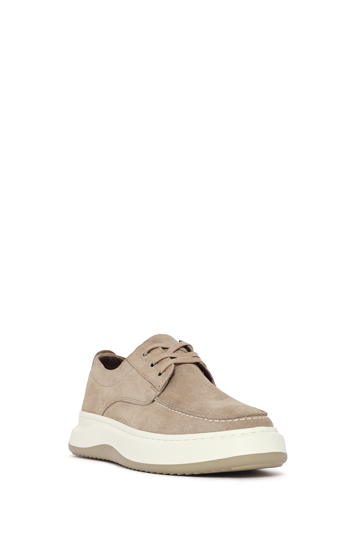 Derimod  Erkek Bej Bağcıklı Kalın Tabanlı Süet Deri Casual Ayakkabı 26SFD660310 - Görsel 7