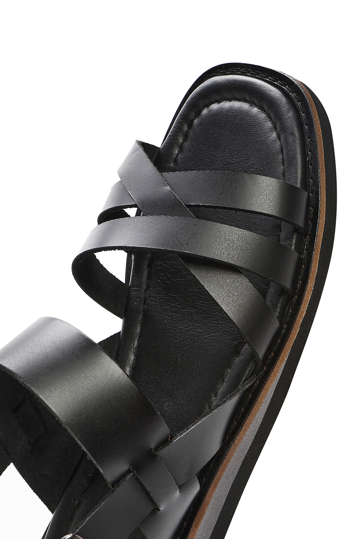 Derimod  Kadın Siyah Bilekten Tokalı Hakiki Hakiki Deri Sandalet 25SFD361818 - Görsel 8