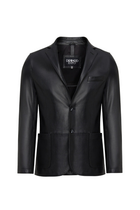 Derimod Dominic Erkek Siyah Blazer Deri Ceket 24WGE65591M