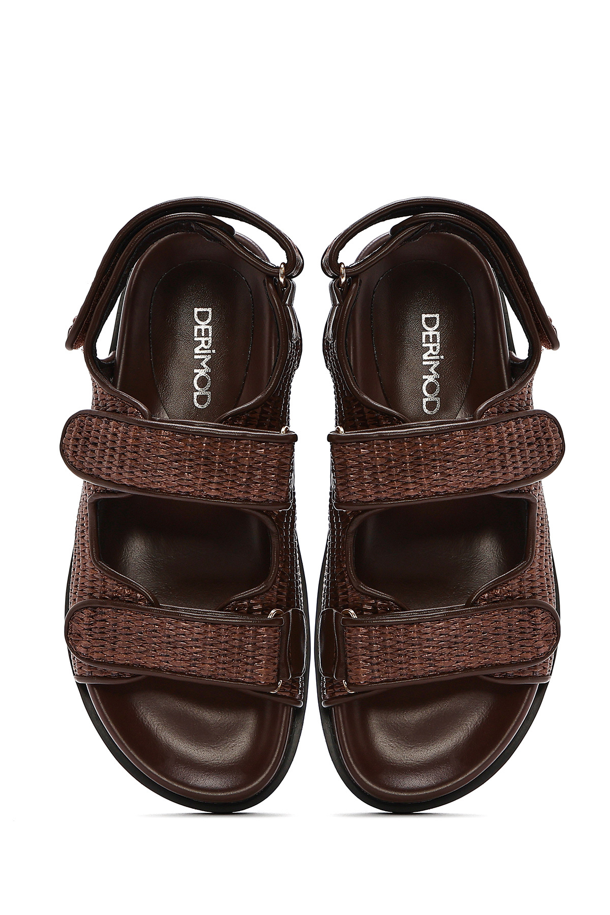 Derimod  Kadın Kahverengi Bantlı Hasır Sandalet 25SFD4423M7 - Görsel 8