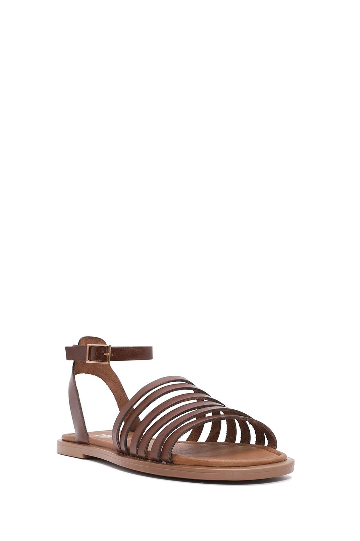 Derimod  Kadın Kahverengi Bilekten Bağlamalı Hakiki Hakiki Deri Bodrum Sandalet 25SFD333318 - Görsel 6