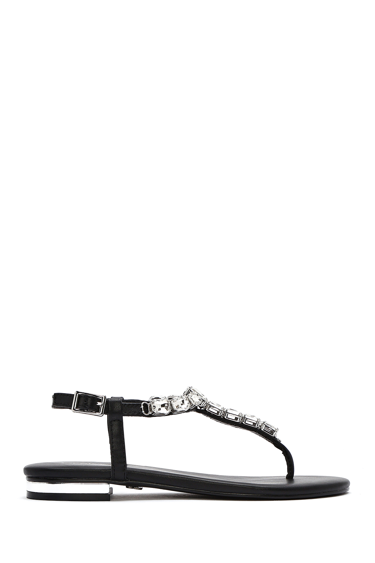 Derimod  Kadın Siyah Taşlı Parmak Arası Sandalet 25SFD441814