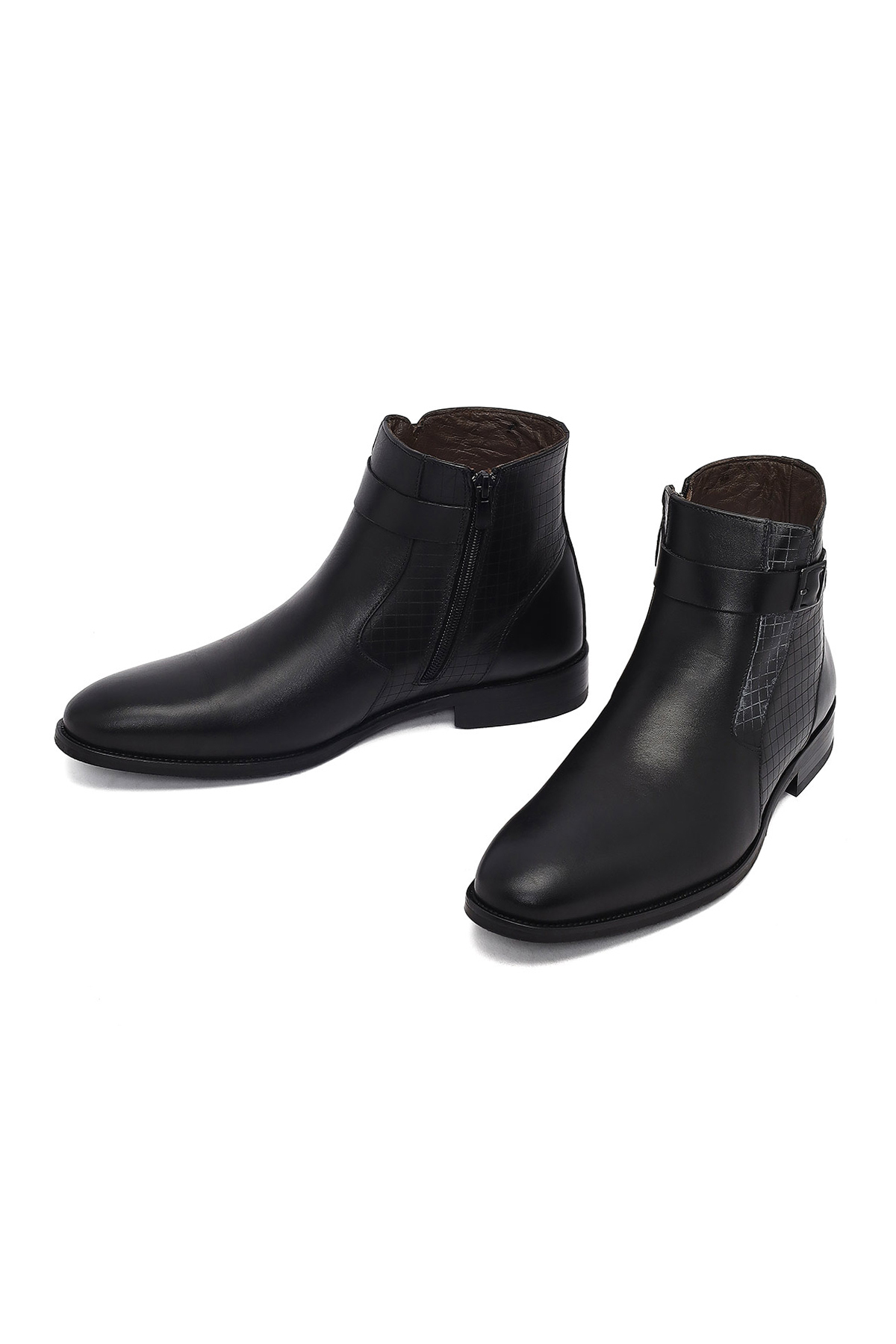Derimod  Erkek Siyah Toka Detaylı Fermuarlı Deri Klasik Bot 25WFD670318 - Görsel 5