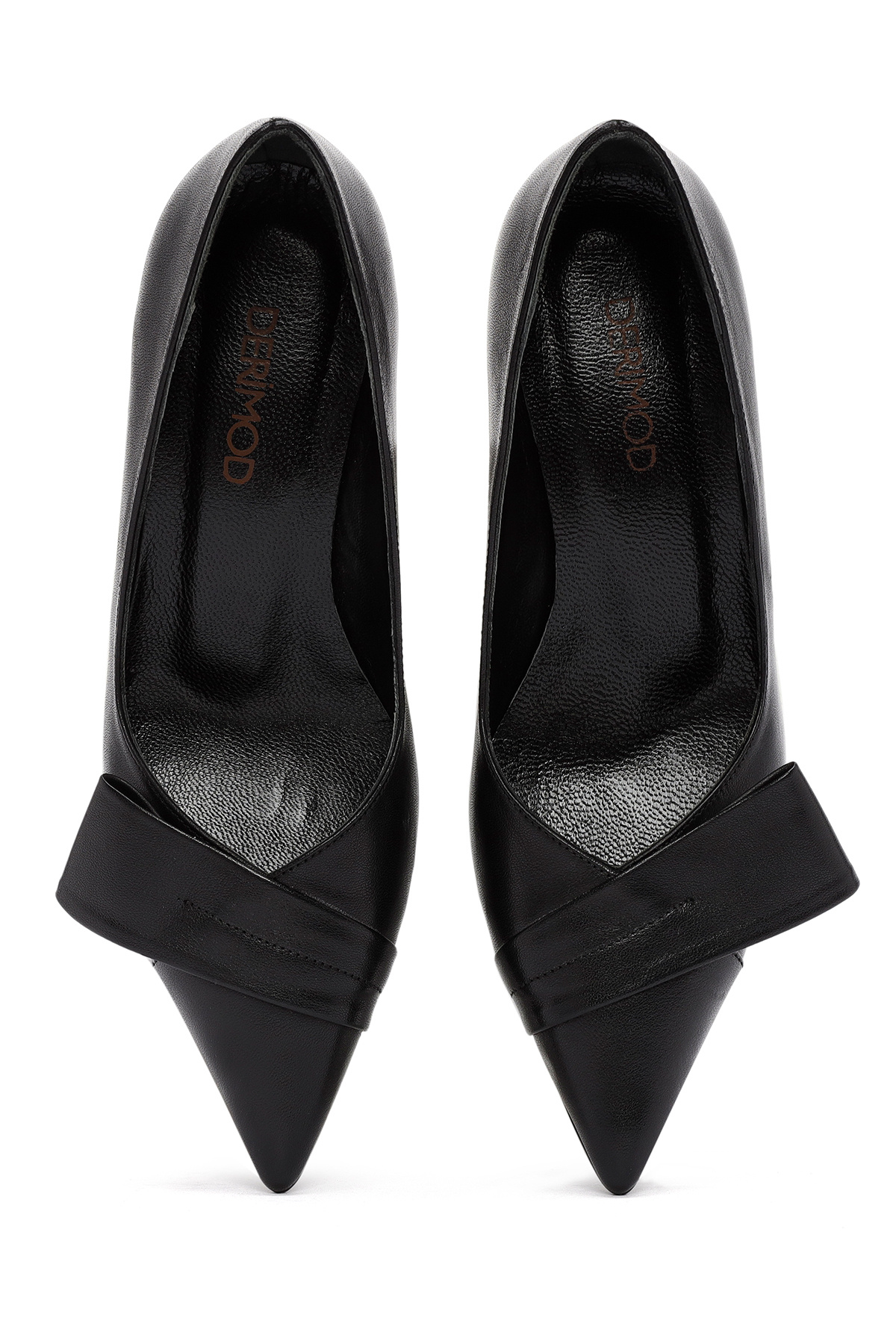 Derimod  Kadın Siyah Kısa İnce Topuklu Deri Ayakkabı 25AFD130118 - Görsel 8