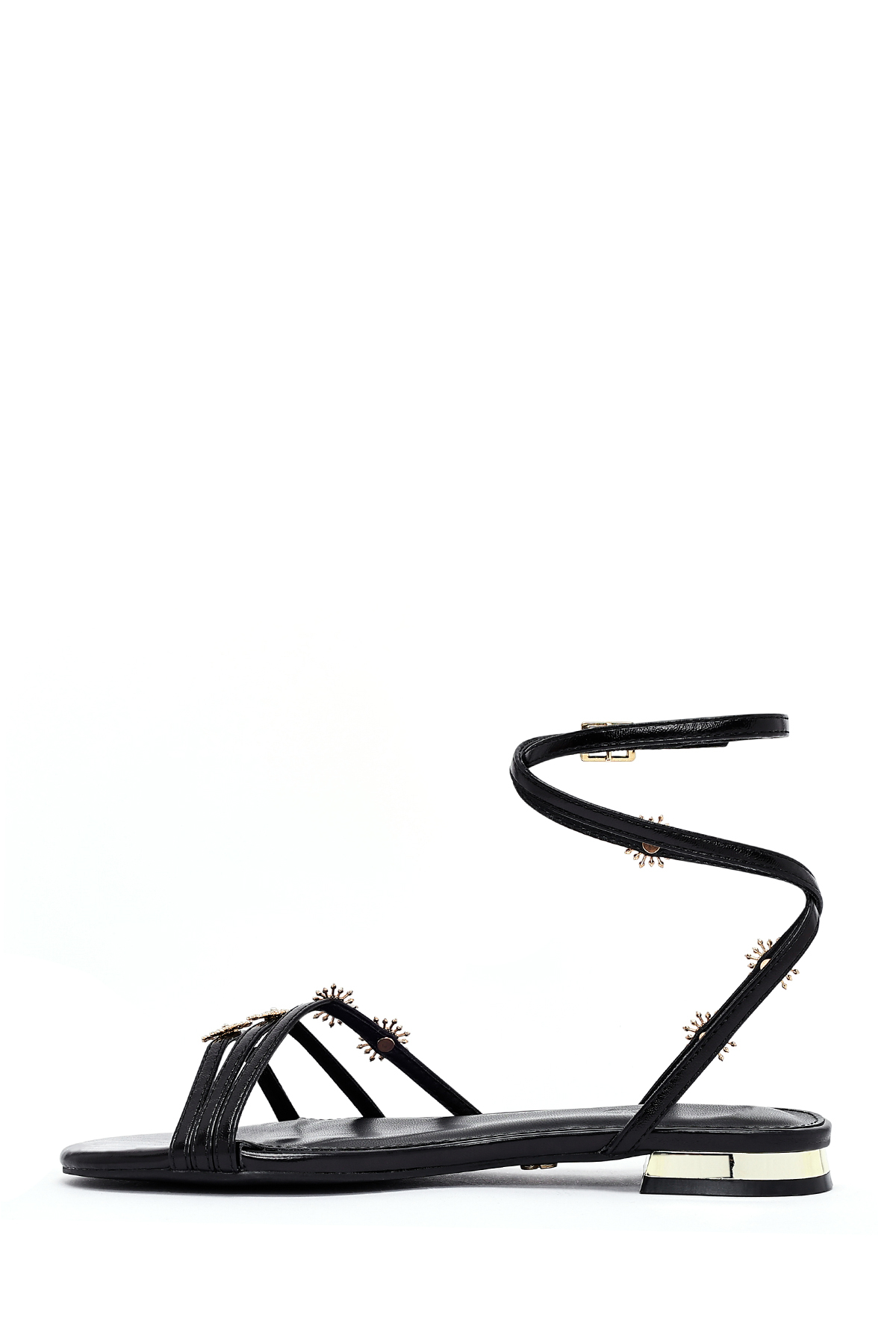 Derimod  Kadın Siyah Bilekten Tokalı Taşlı Sandalet 25SFE481132 - Görsel 2