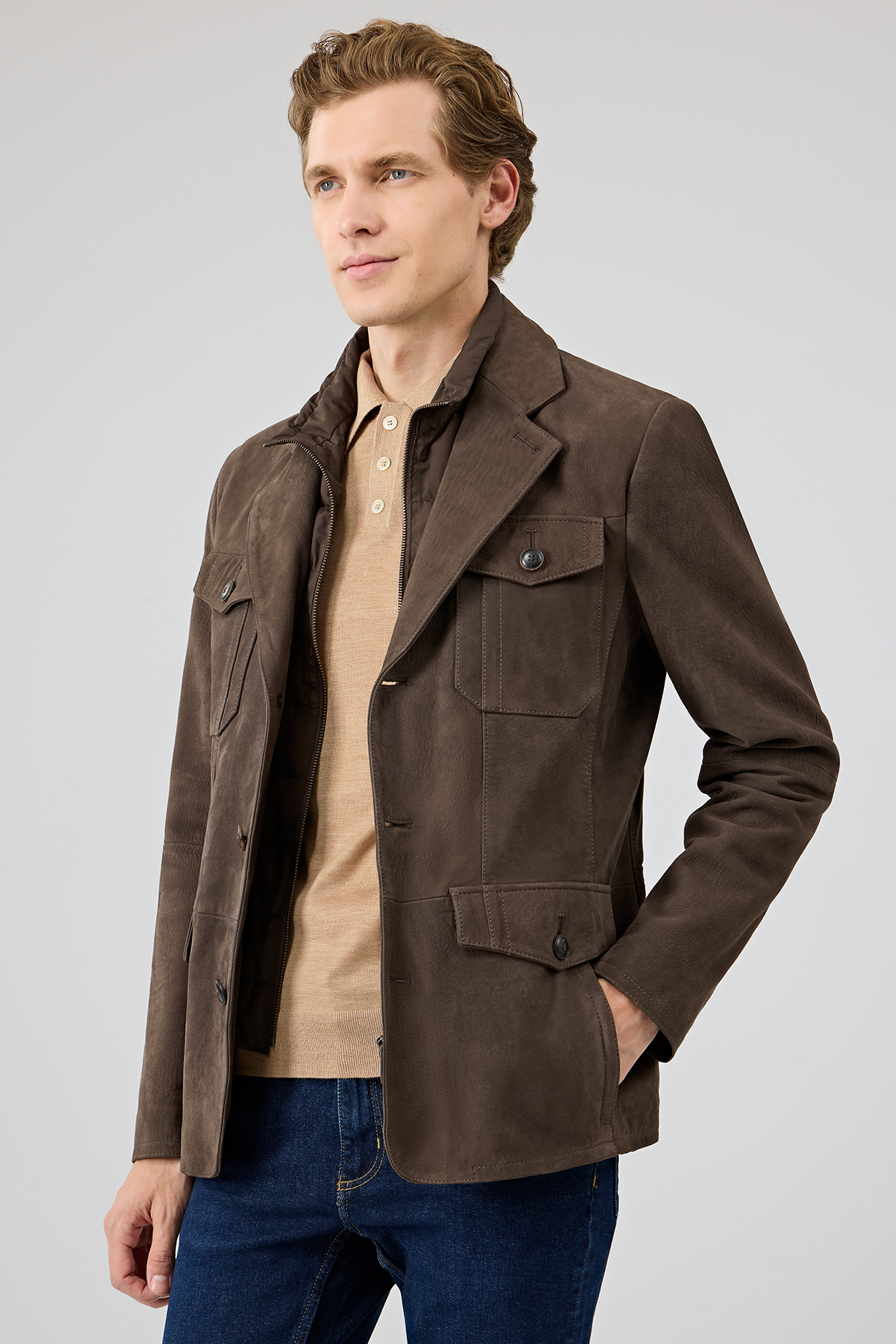 Derimod  Sacramento Erkek Kahverengi Nubuk Deri Mont 25SGD6563V3 - Görsel 3