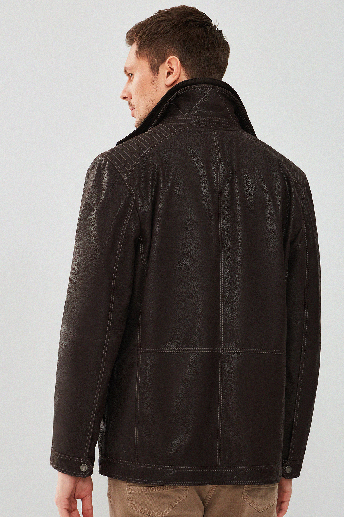 Derimod  Roberto Erkek Kahverengi Çift Yakalı Deri Ceket 18WGD6313D2 - Görsel 7