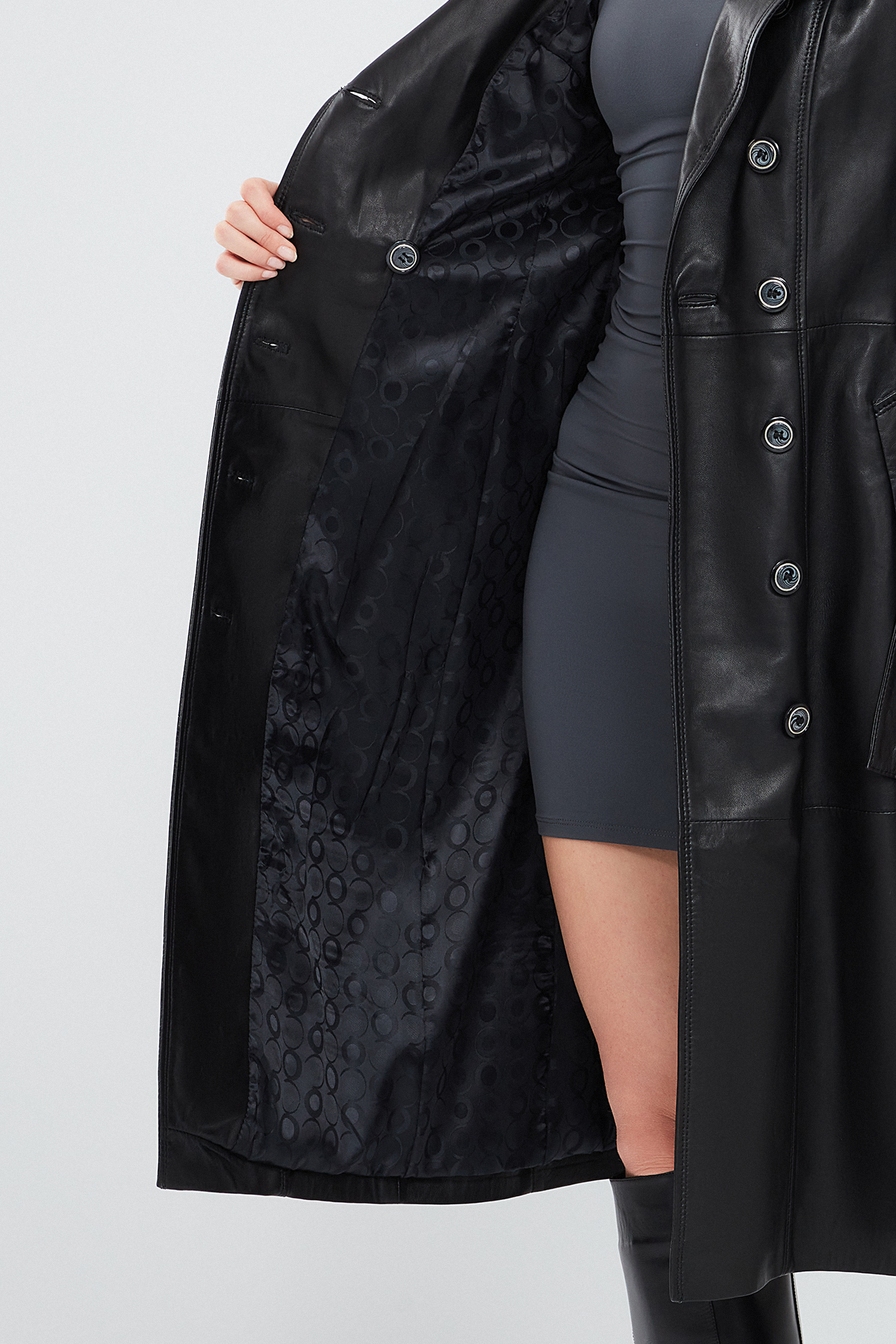 Derimod  Brenda Kadın Siyah Kürklü Deri Trençkot 17WGE53401M - Görsel 8