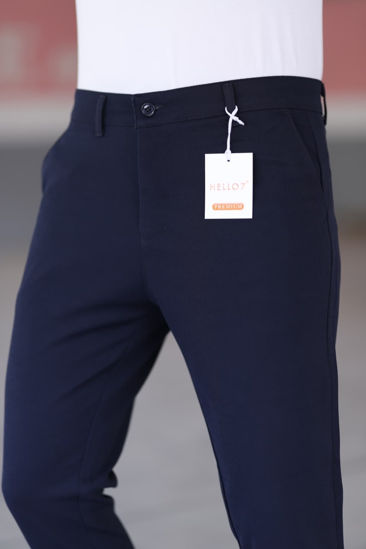 hello7 Erkek Antrasit Slim Fit Esnek Likralı Keten Pantolon görsel 4