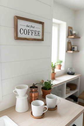 Wooden Factory Kahve Köşesi But First Coffee Ahşap Çerçeve