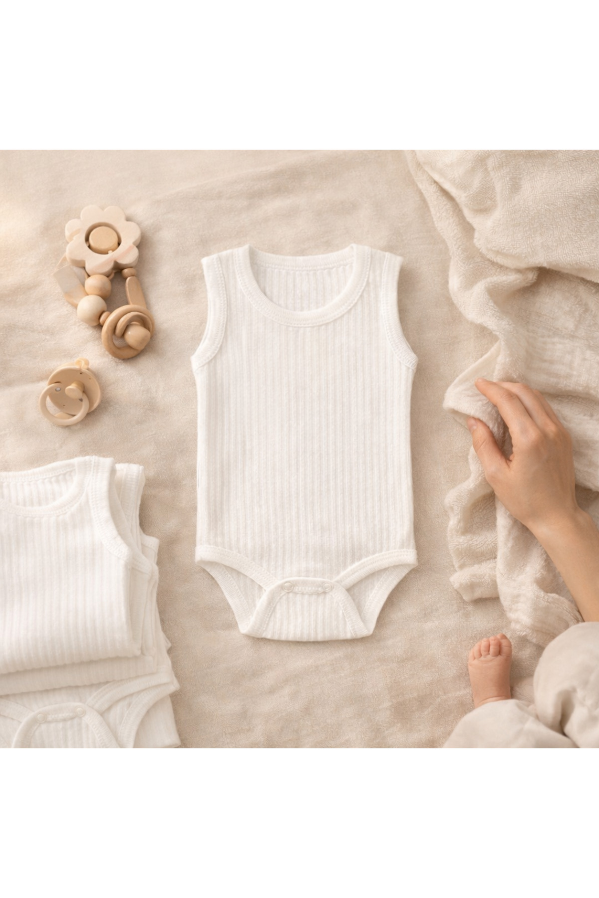 Novibaby 10'lu Pamuklu Bebek Atlet Body Zıbın Raporlu Çıtçıtlı Beyaz, Yenidoğan Çocuk 0-36 Ay, Esnek Kalıp fotoğrafı 2 (önizleme)