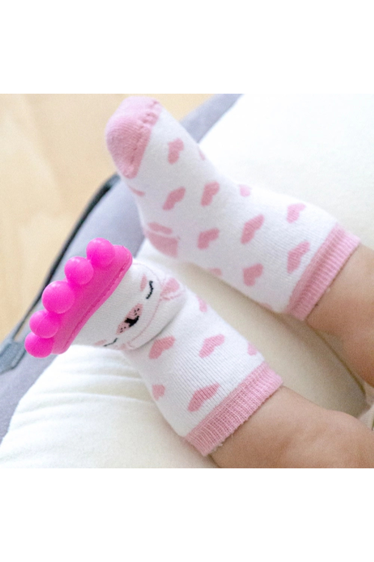 Babyjem Diş Kaşıyıcılı Havlu Bebek Çorap Pembe fotoğrafı 4 (önizleme)