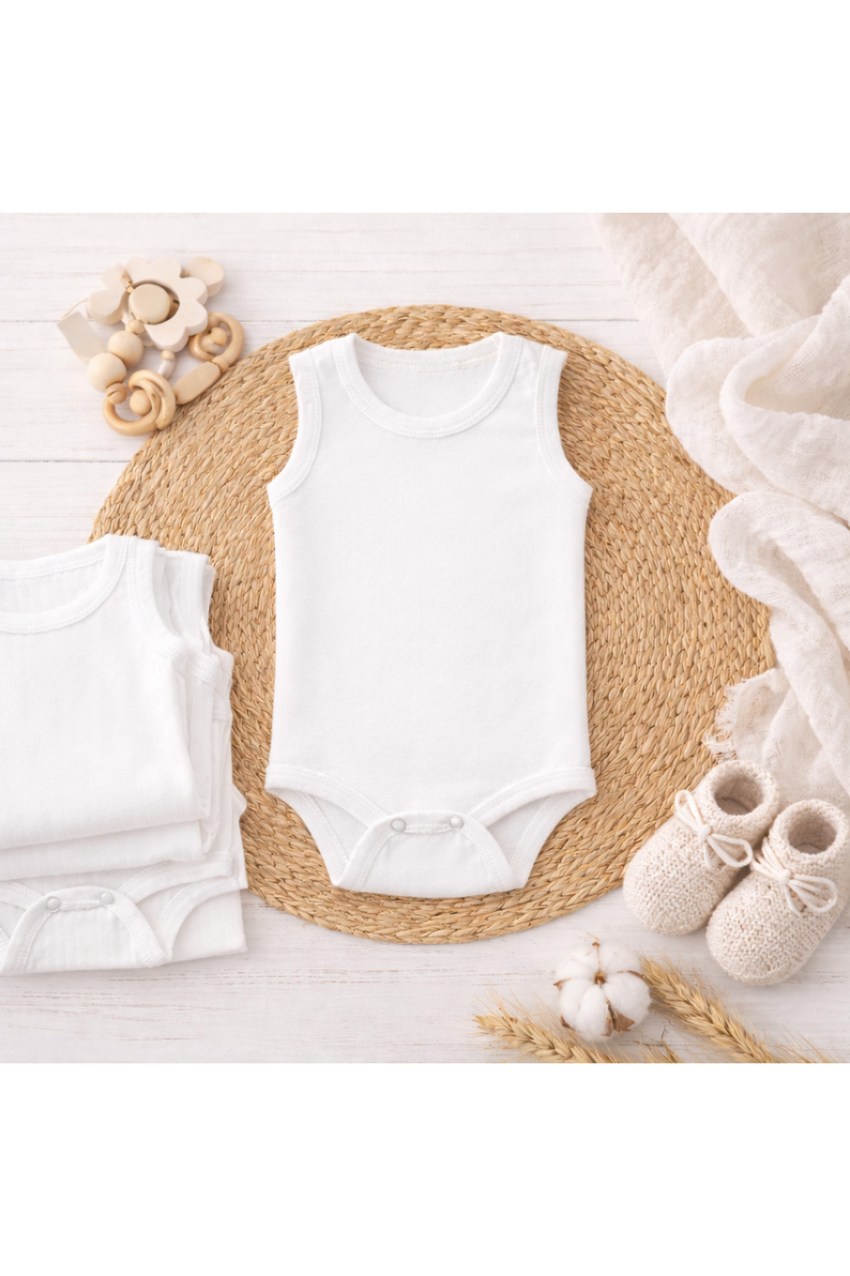 Novibaby 10'lu Bebek Atlet Body Zıbın Çıtçıtlı Beyaz 100% Pamuk Yenidoğan - Beyaz Bebek Body Zıbın fotoğrafı 4 (önizleme)