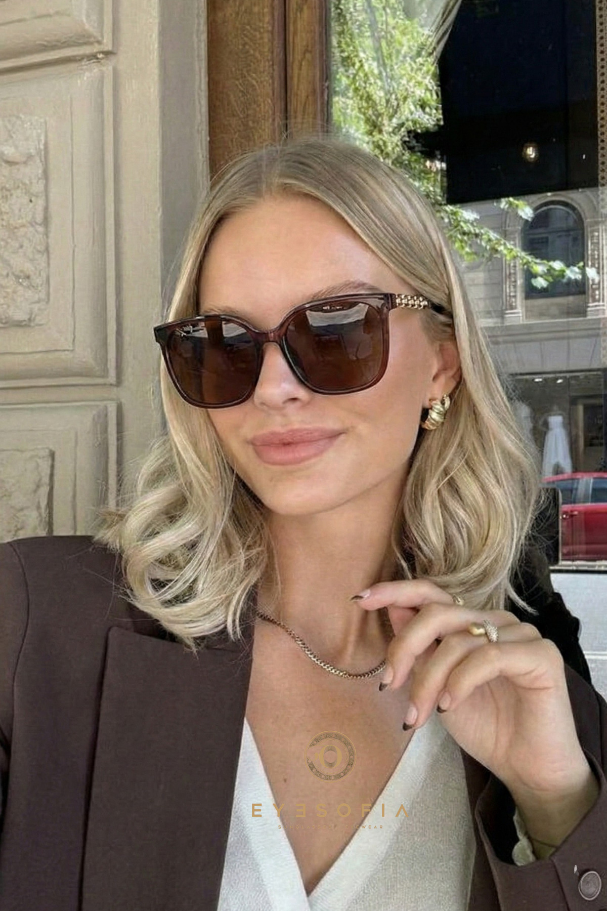 Eyesofia Echo Unisex Kahverengi 2025 Yılı Metal Yeni Sezon Güneş Gözlüğü