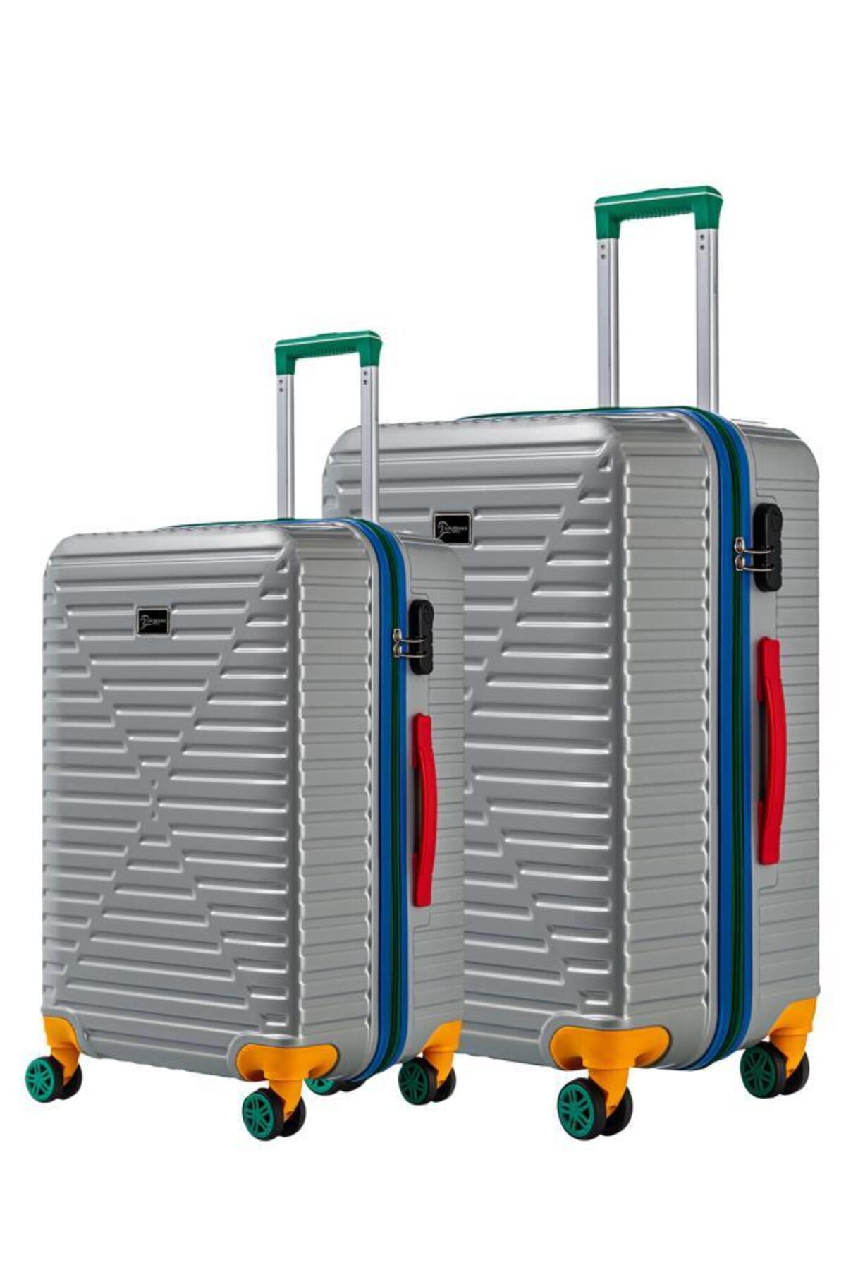 Large and Medium 2-Piece Luggage Set 100% Polycarbonate Luggage 4x2 Wheel Gray 1088