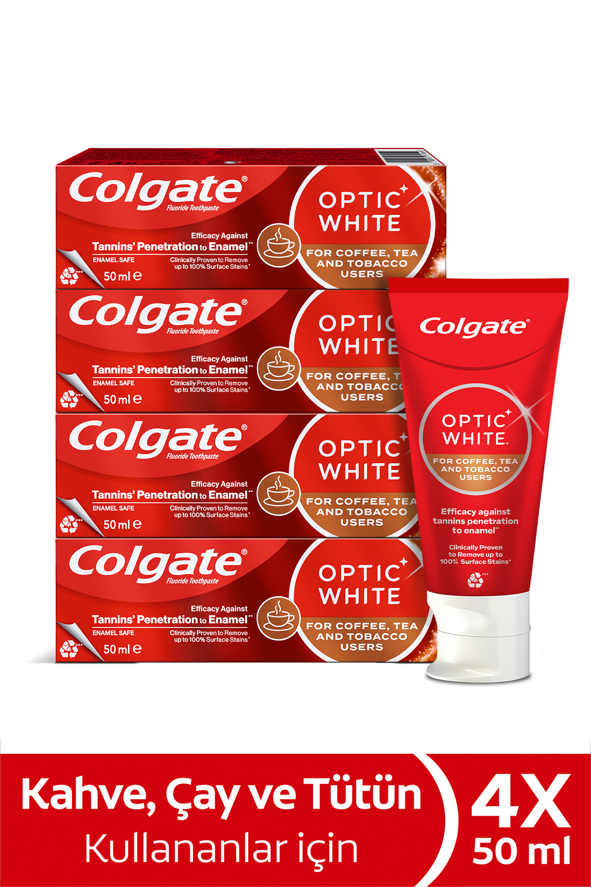 Colgate Optic White Kahve, Çay Ve Tütün Kullanıcıları Için Diş Macunu 50 ml X4 Adet - Fiyatı, Yorumları