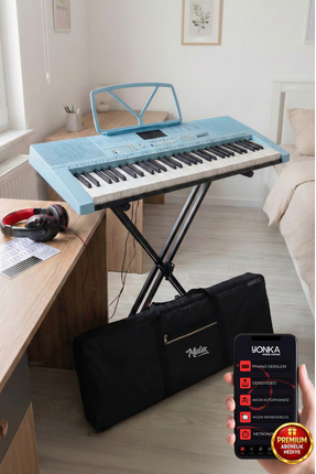 Midex PS-2300BL-PAK 61 Tuşlu Org Stand Kulaklık Mavi Başlangıç İçin Uygun