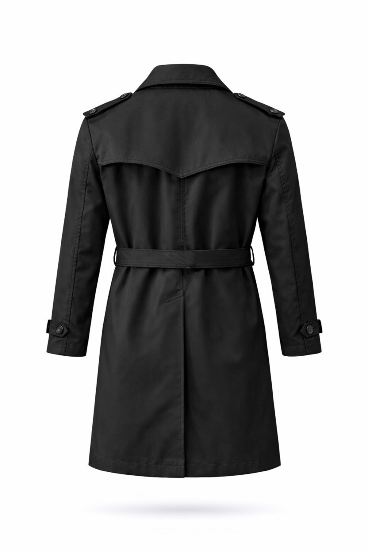 BASEL.CO  Erkek Premium Kuşaklı Siyah Trençkot - Tok Duruşlu ve İtalyan Kesim (100cm) - Görsel 2