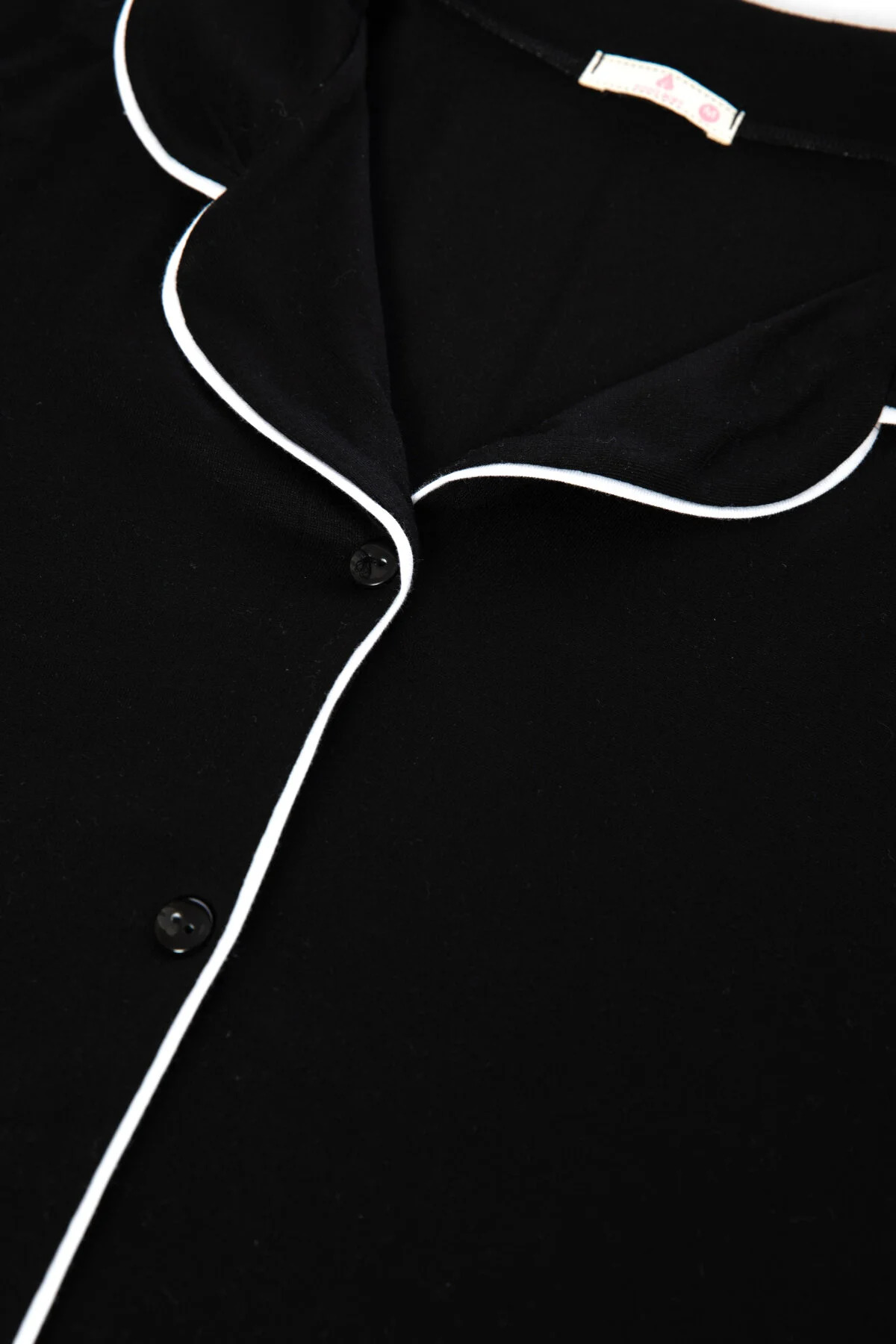 koza iç giyim  Kadın Viskon - Yumuşak Dokulu Düğmeli Biyeli Bol Paça Pijama Takımı - Görsel 7