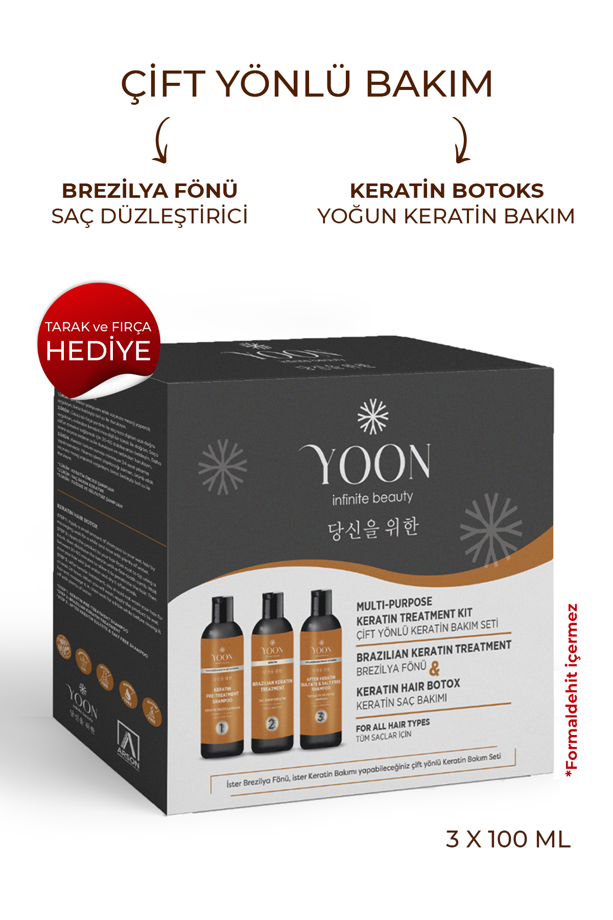 Brezilya Fönü, Saç Düzleştirme & Keratin Botoks, Güçlendirici Ve Besleyici Evde Keratin Bakım Seti — Y-834 — تصویر 9 از 9