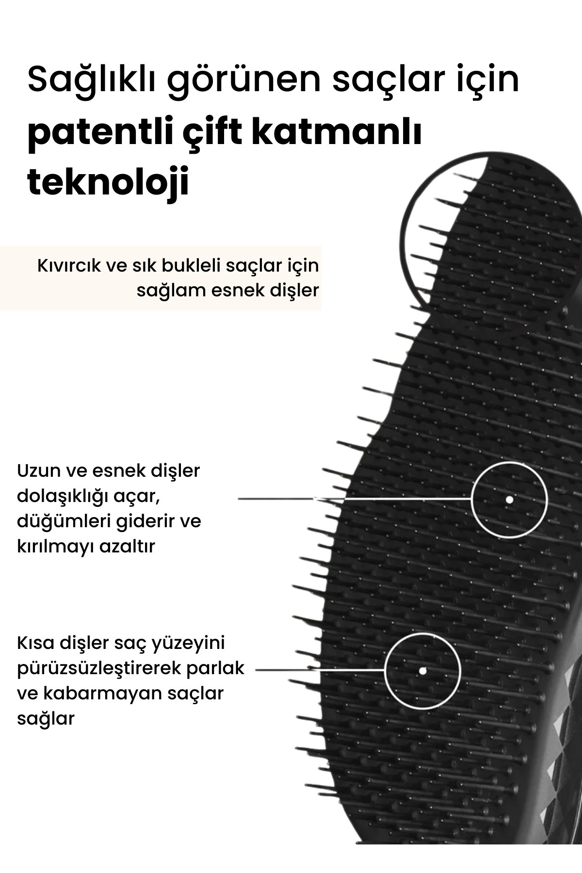 Original Panther Black Düz-Kıvırcık Saçlar için Saç Fırçası-Tarak — مشکی 5060173370015 — تصویر 4 از 6