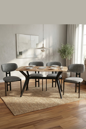 PLASMOB 80x120 Mutfak Masası Takımı 1 Masa + 4 Sandalye Salon Masası Viktoria...