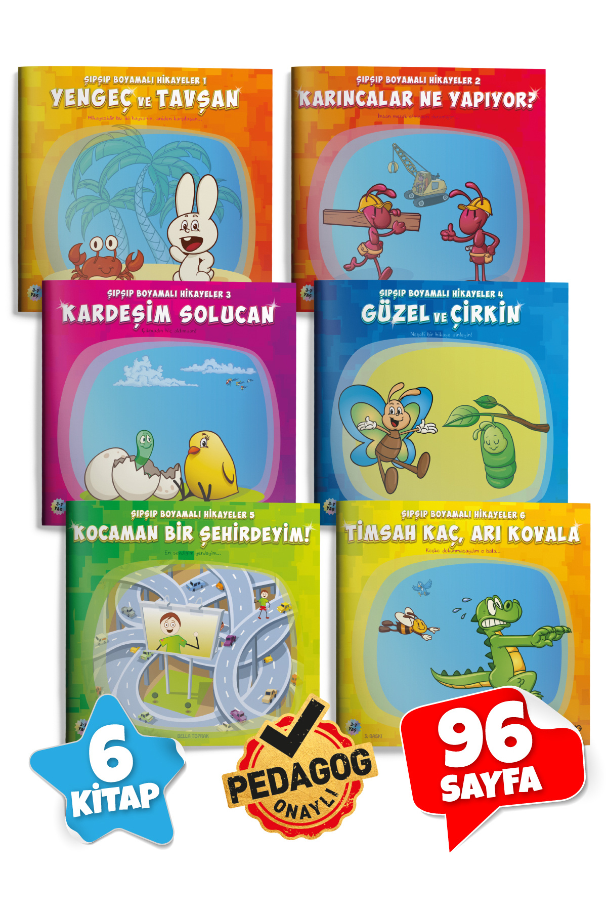 Gong 3-6 Yaş Dev Çocuk Boyama Ve Yapıştırmalı (STİCKER'LI) 18'lı Kitap Seti fotoğrafı 5 (önizleme)