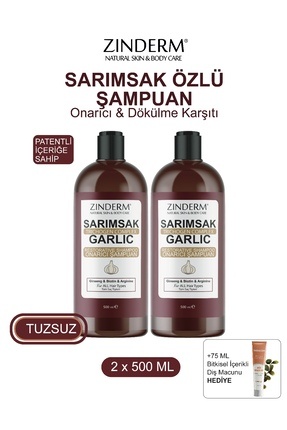 zinderm Saç Dökülmesine Karşı Hızlı Uzamaya Yardımcı TUZSUZ Sarımsaklı Şampua...