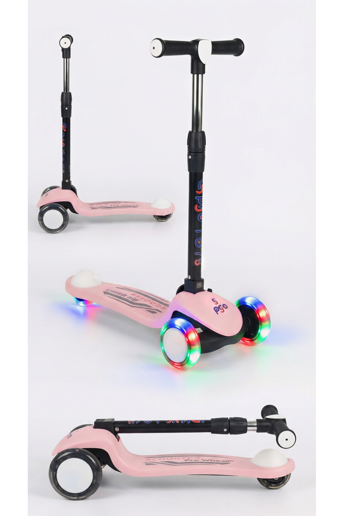 PRO Toys Işık/Ledli Üç Teker Yükseklik Ayarlanabilir ve Katlanabilir Fren Sistemli Çocuk Scooter fotoğrafı 3 (önizleme)