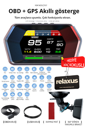 RELAXUS OBD + OBD 2 + GPS Çift Modlu Araç HUD LCD Ekranlı Akıllı Gösterge ve ...