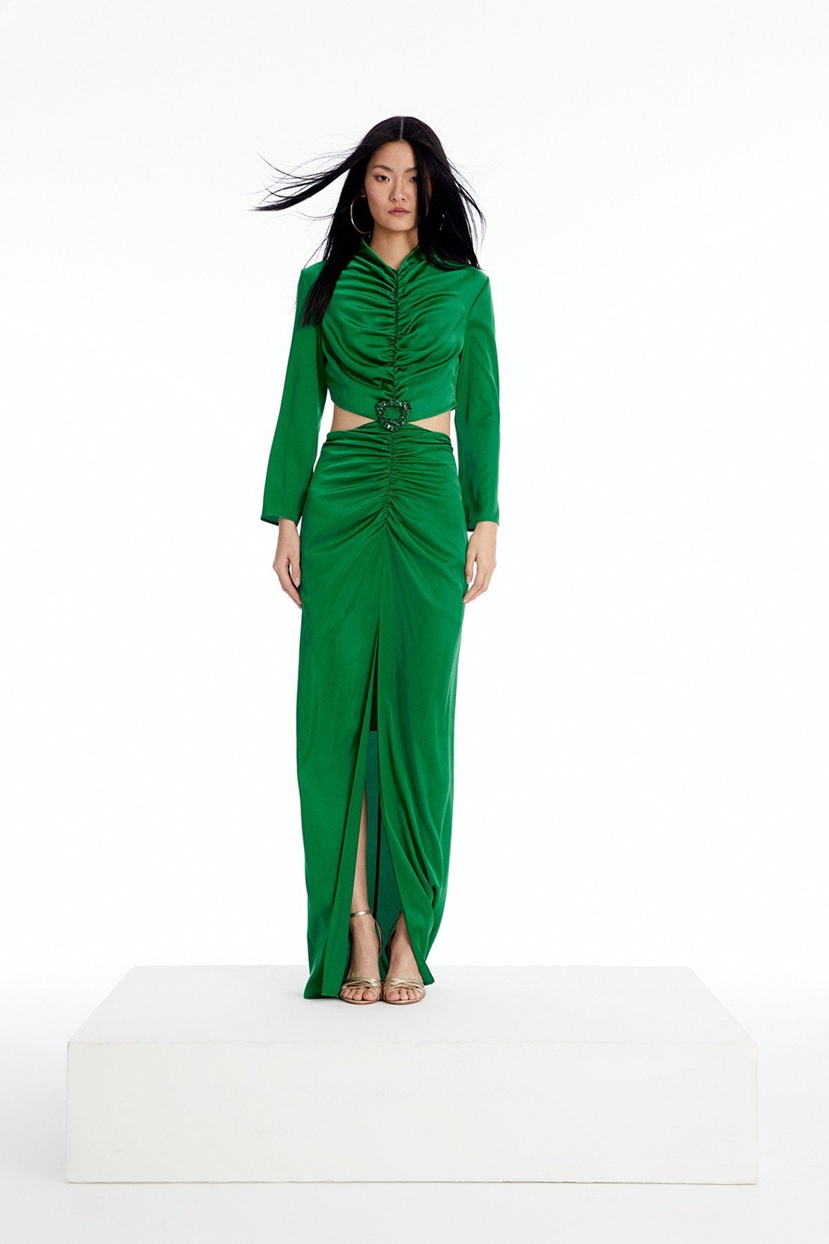 Neckline Evening Dress Green Dress